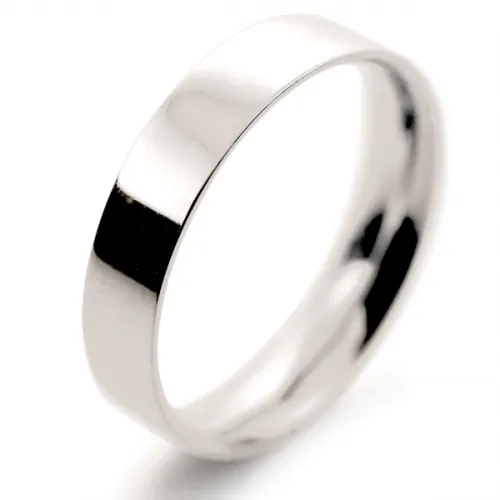 Flat Court Light -  4mm (FCSL4 W) White Gold Wedding Ring